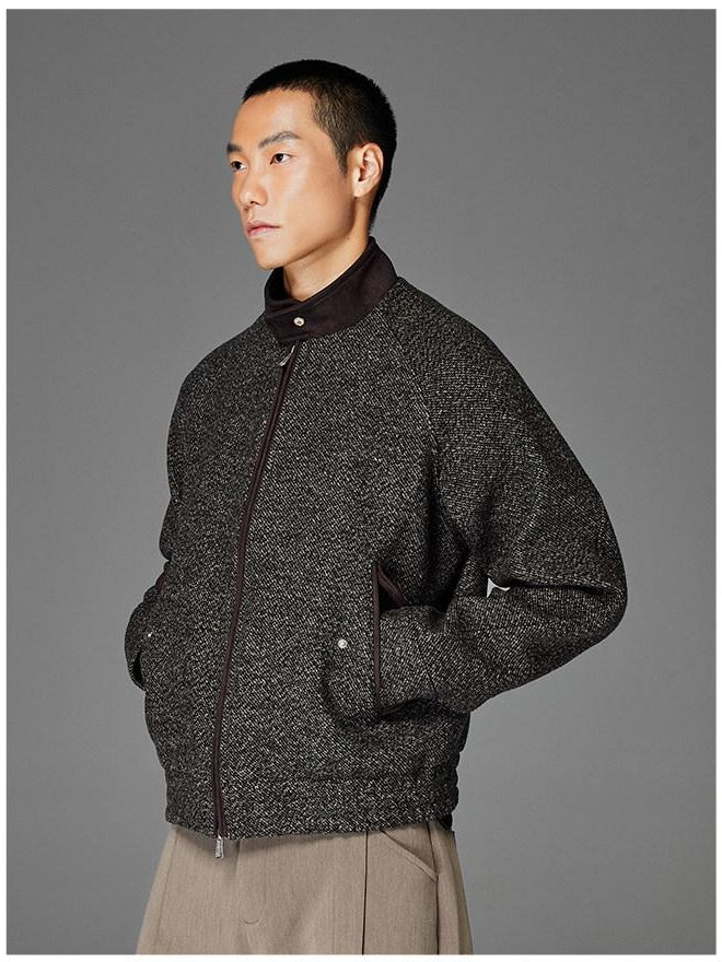 CATSSTAC Embroidered Relaxed Fit Stand Collar Zip Front Unisex Everyday Casual Jackets