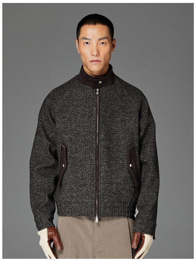 CATSSTAC Embroidered Relaxed Fit Stand Collar Zip Front Unisex Everyday Casual Jackets