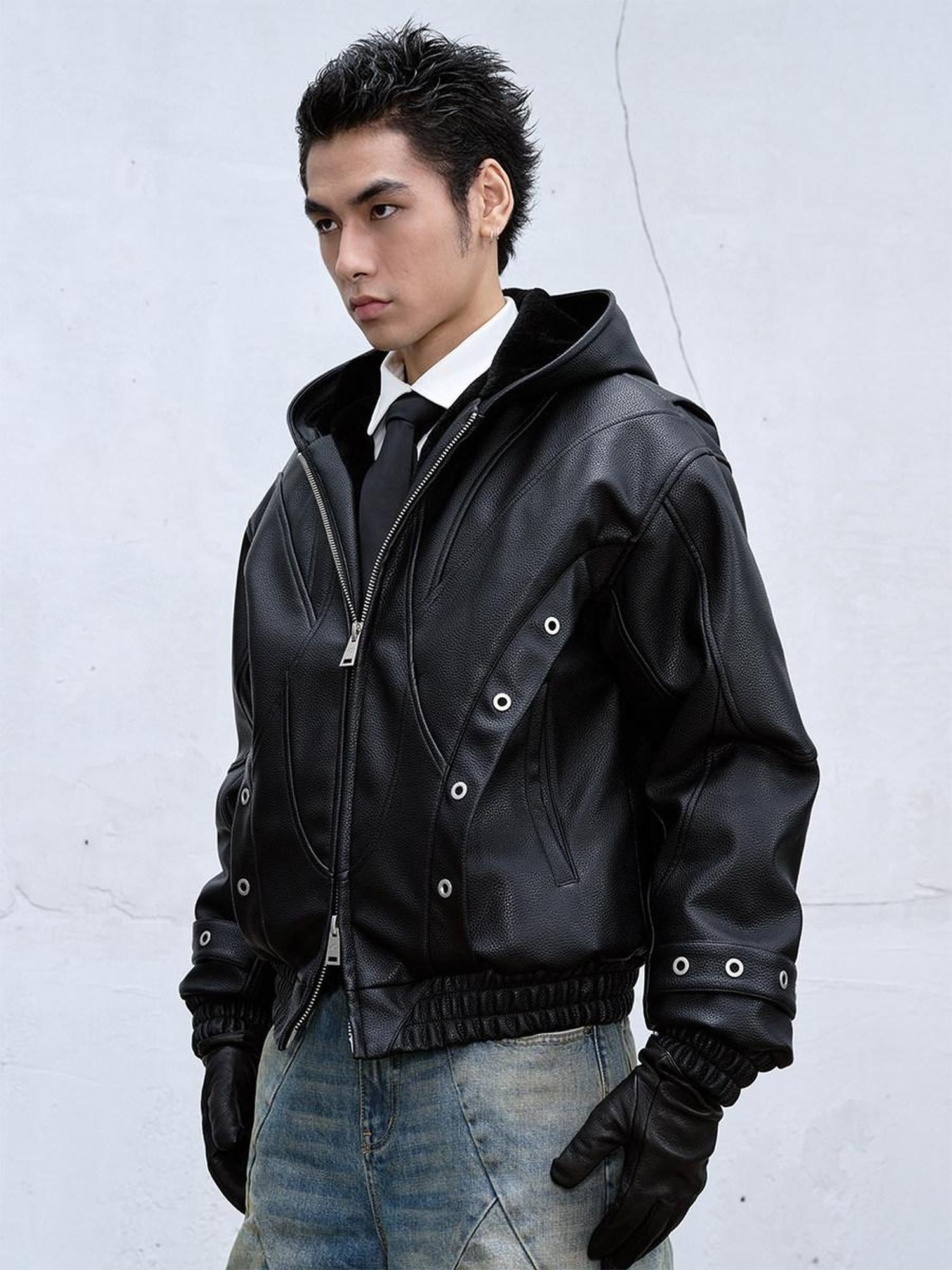 CATSSTAC Everyday Hooded Regular Fit Youthful Long Sleeve Black And Brown Jackets