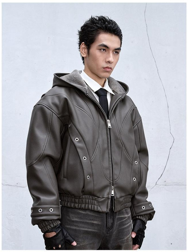 CATSSTAC Everyday Hooded Regular Fit Youthful Long Sleeve Black And Brown Jackets