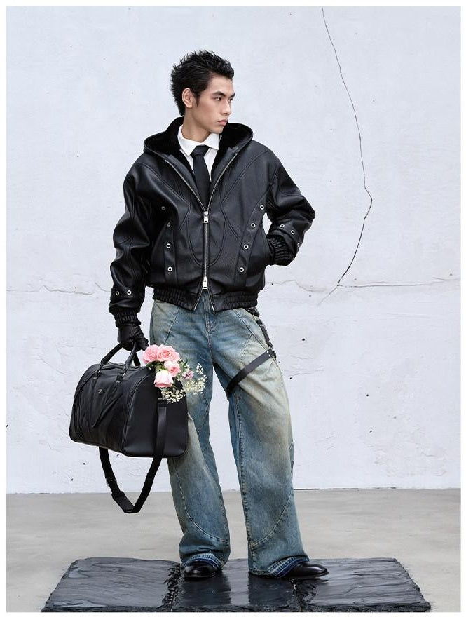 CATSSTAC Everyday Hooded Regular Fit Youthful Long Sleeve Black And Brown Jackets