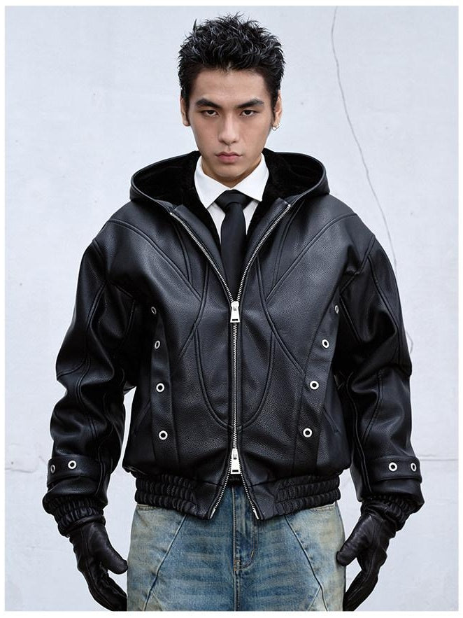 CATSSTAC Everyday Hooded Regular Fit Youthful Long Sleeve Black And Brown Jackets