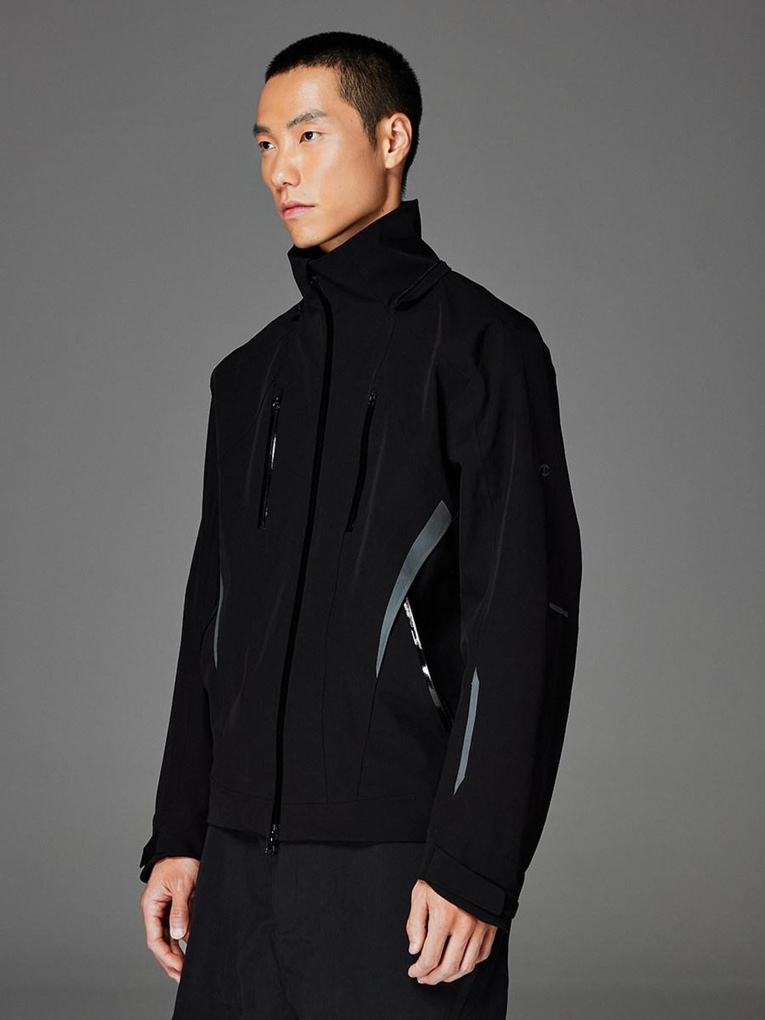 CATSSTAC Fully Taped Seams Casual Relaxed Fit Hooded Unisex Daily Black Shell Jackets