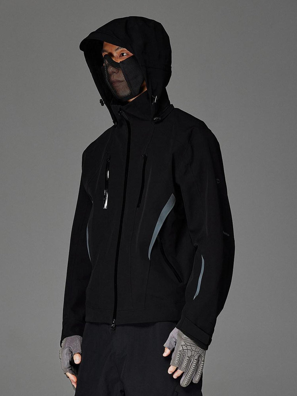 CATSSTAC Fully Taped Seams Casual Relaxed Fit Hooded Unisex Daily Black Shell Jackets