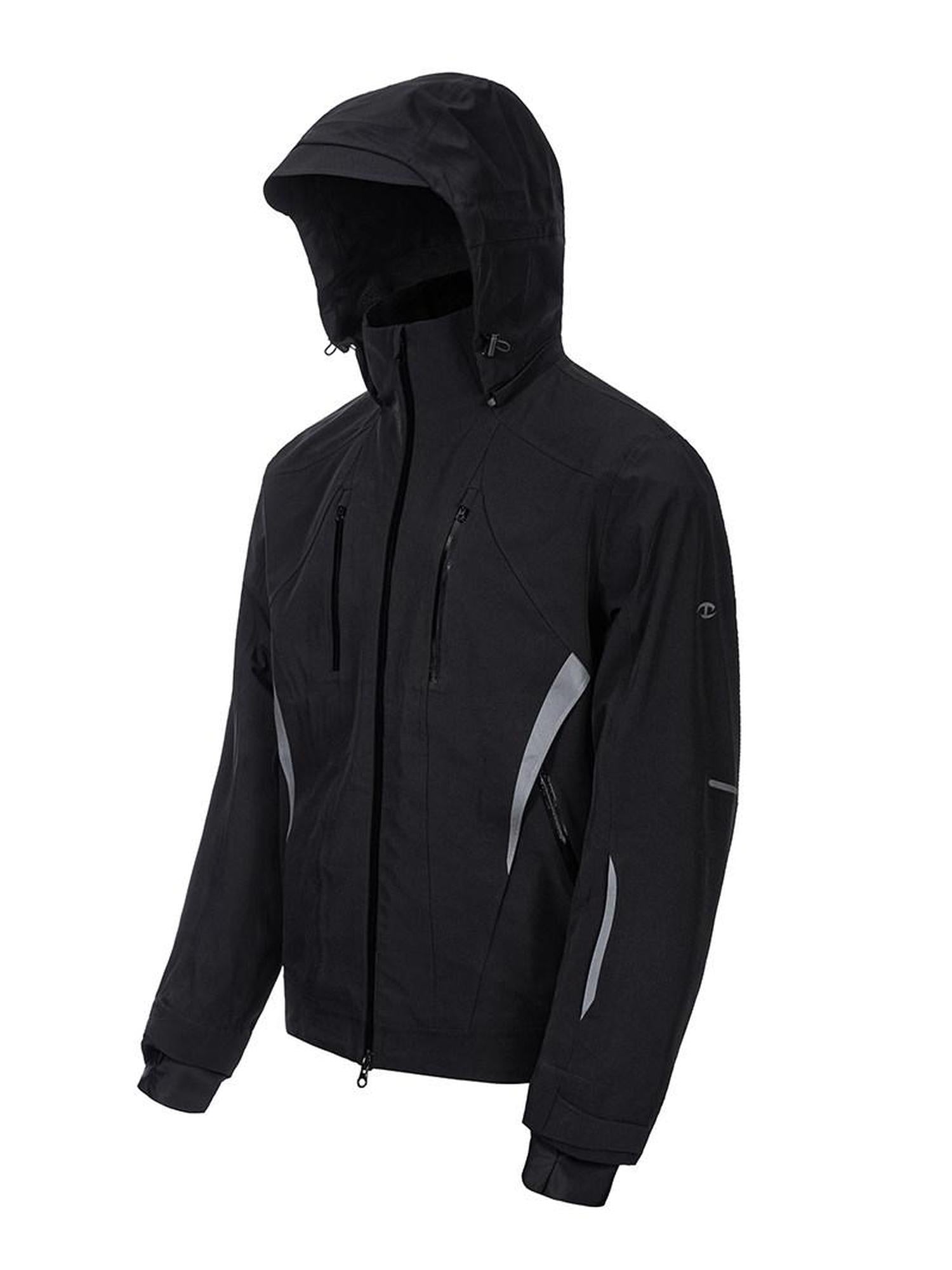 CATSSTAC Fully Taped Seams Casual Relaxed Fit Hooded Unisex Daily Black Shell Jackets