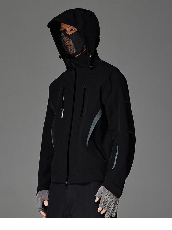 CATSSTAC Fully Taped Seams Casual Relaxed Fit Hooded Unisex Daily Black Shell Jackets