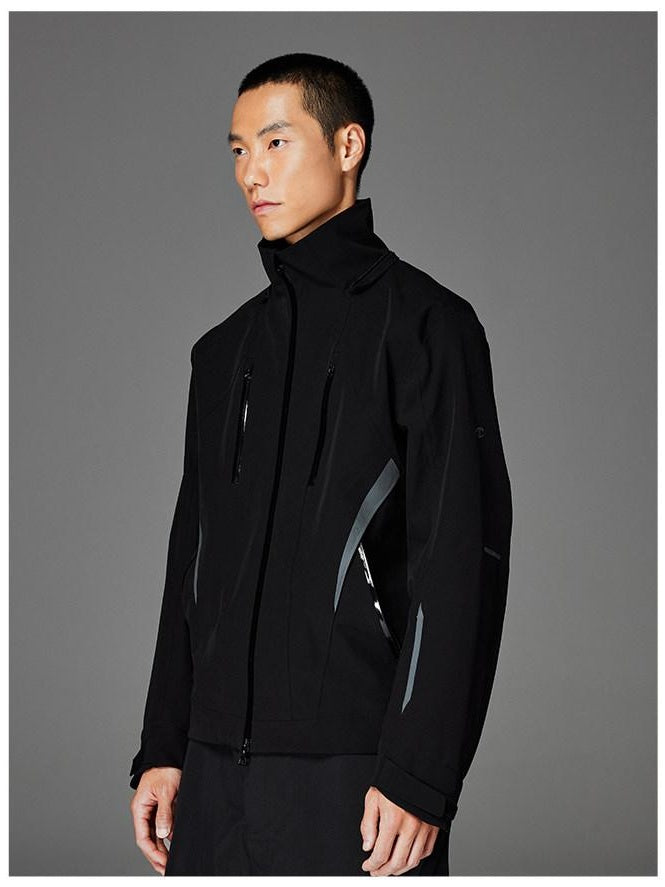 CATSSTAC Fully Taped Seams Casual Relaxed Fit Hooded Unisex Daily Black Shell Jackets