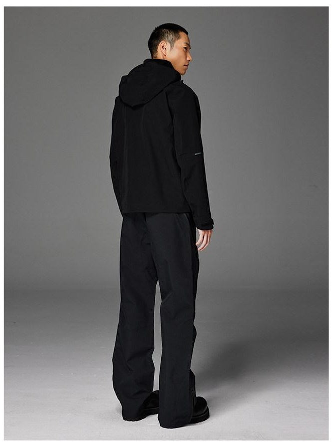 CATSSTAC Fully Taped Seams Casual Relaxed Fit Hooded Unisex Daily Black Shell Jackets