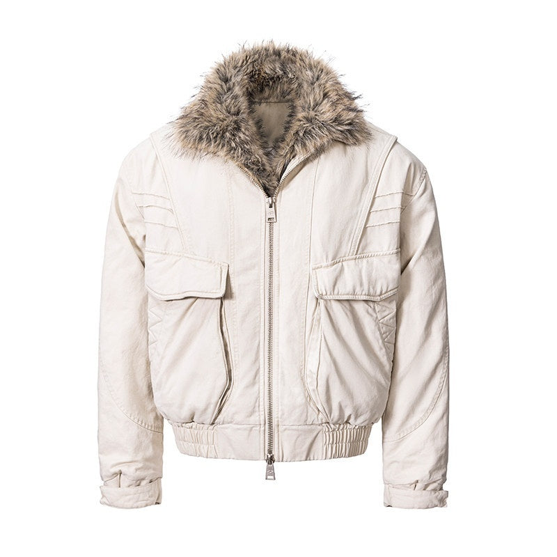 CATSSTAC_Fur_Trim_Loose_Fit_Casual_Zip_Front_Unisex_Beige_Brown_Down_Jackets_MISSTT