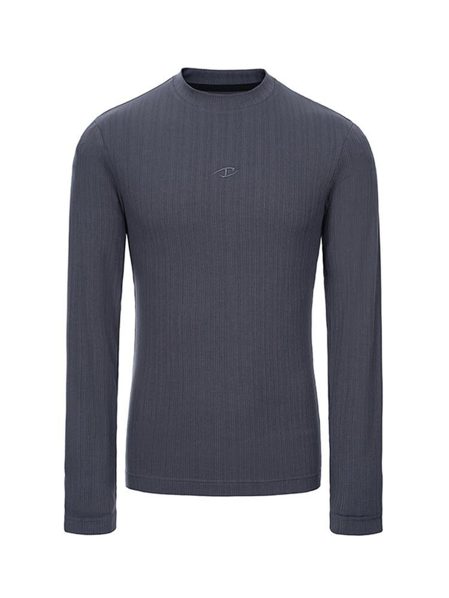 CATSSTAC High Stretch Shaping Cotton Blend Round Neck Men Solid Long Sleeve T-Shirts