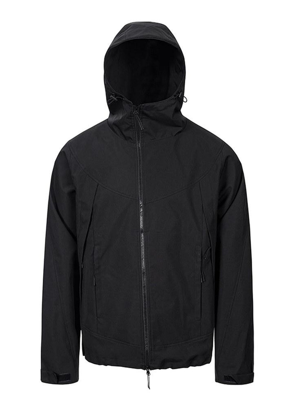 CATSSTAC Hooded Windproof Loose Fit Casual Unisex Black Gray Zip Shell Jackets