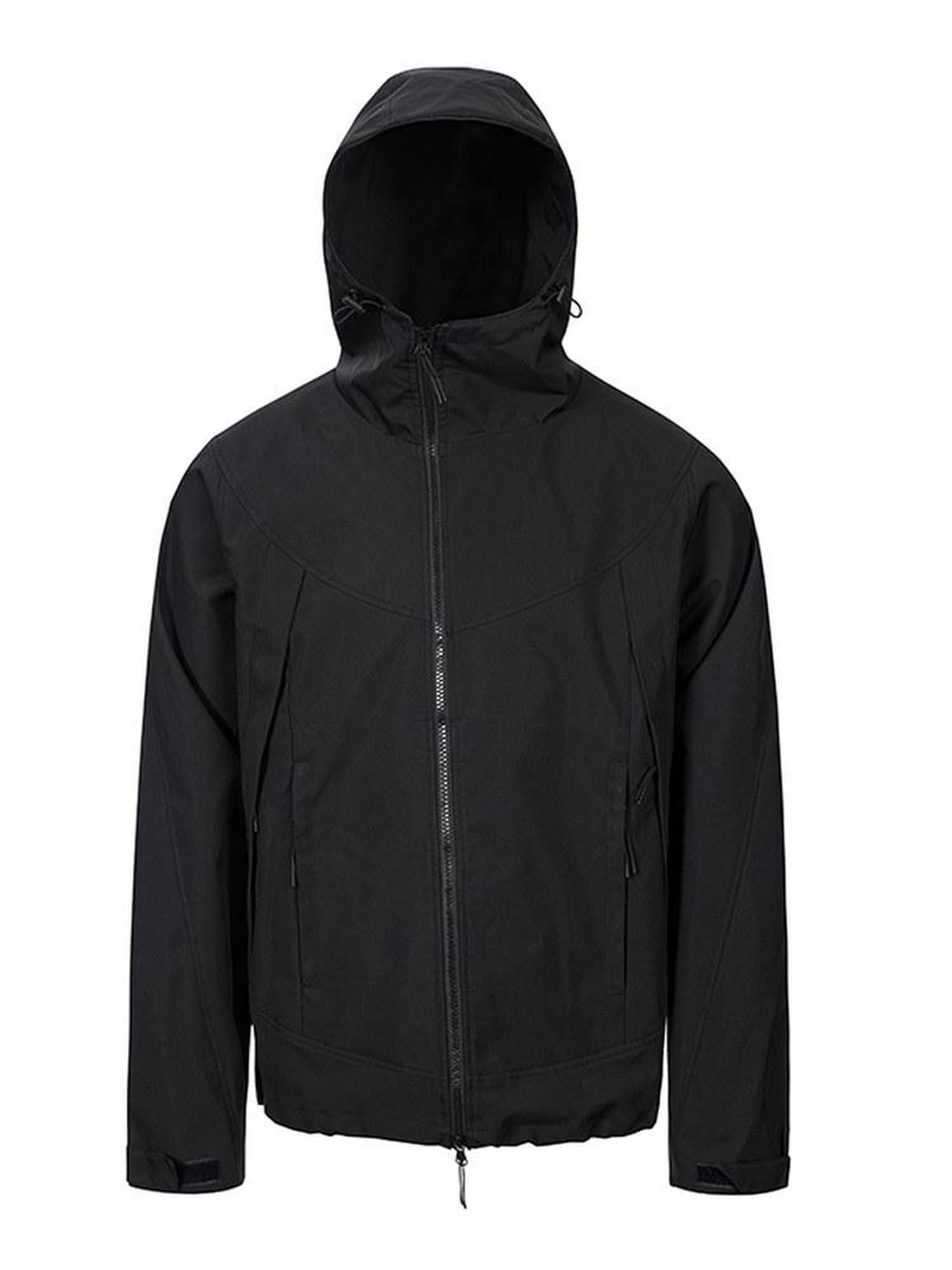 CATSSTAC Hooded Windproof Loose Fit Casual Unisex Black Gray Zip Shell Jackets
