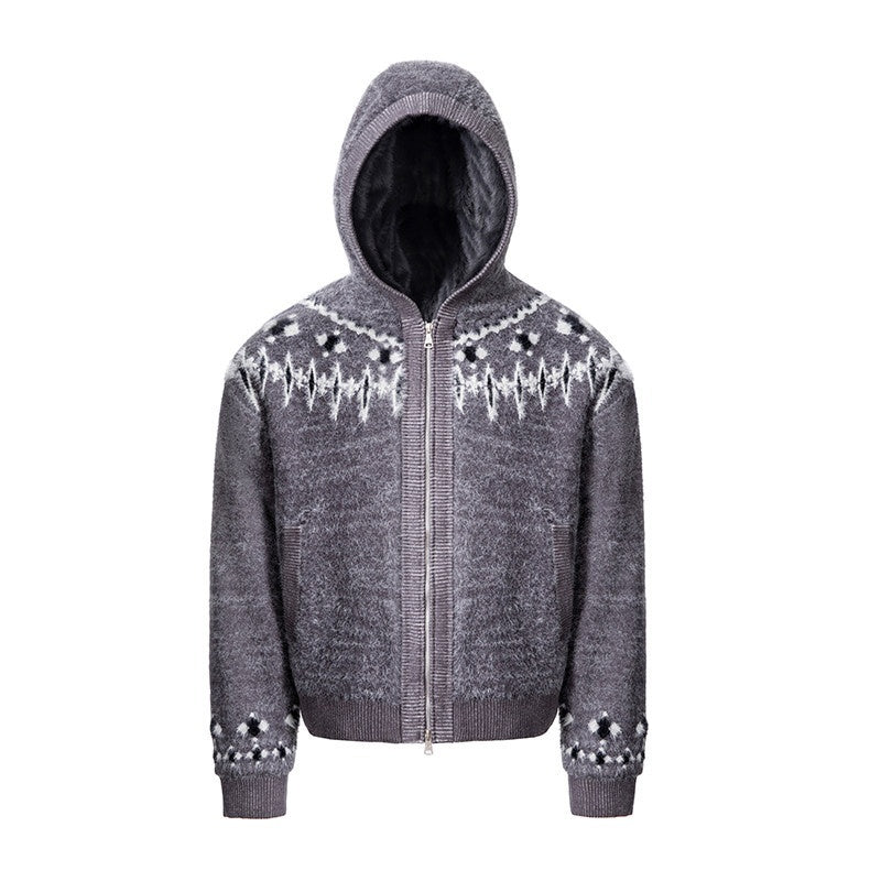 CATSSTAC_Hooded_Zip_Floral_Loose_Fit_Casual_Men_Light_Dark_Gray_Knitwear_Cardigans_MISSTT