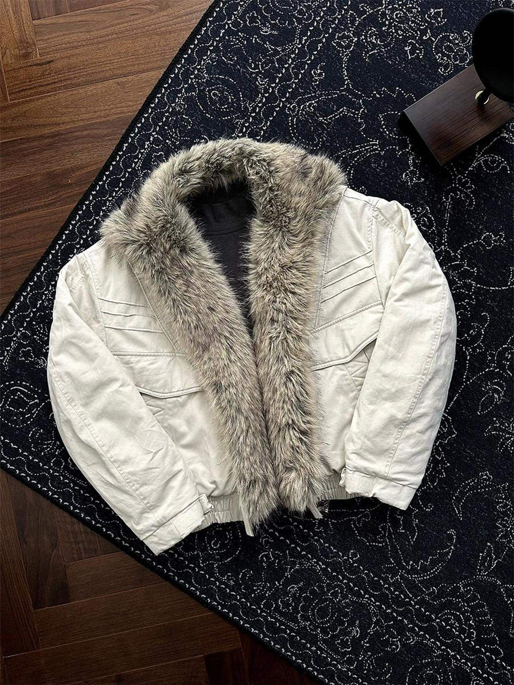 CATSSTAC Insulated Cozy Faux Fur Lapel Oversized Casual Unisex Puffer Zip Down Jackets