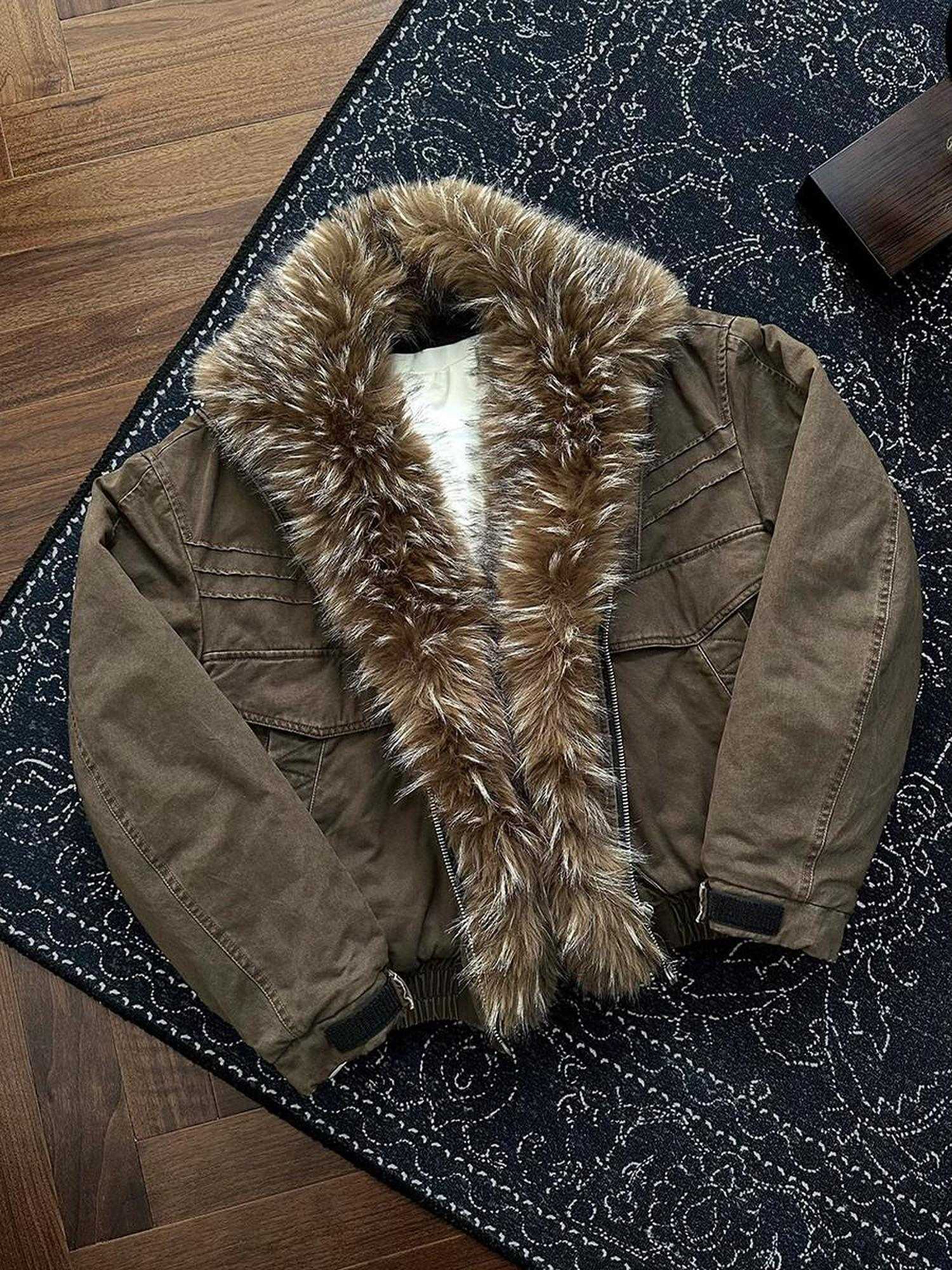 CATSSTAC Insulated Cozy Faux Fur Lapel Oversized Casual Unisex Puffer Zip Down Jackets