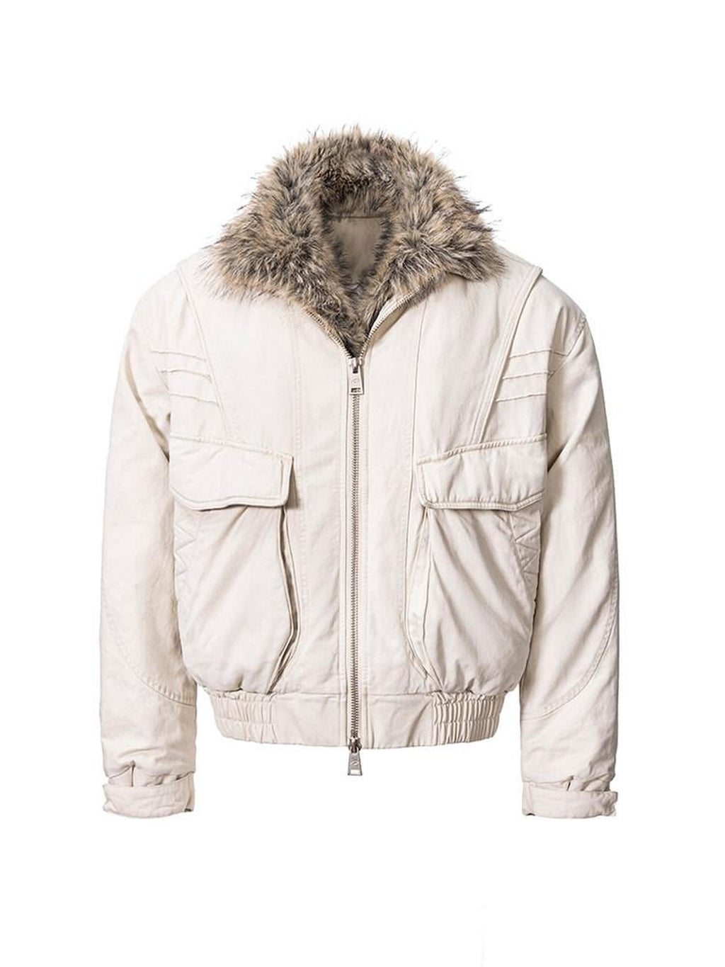 CATSSTAC Insulated Cozy Faux Fur Lapel Oversized Casual Unisex Puffer Zip Down Jackets