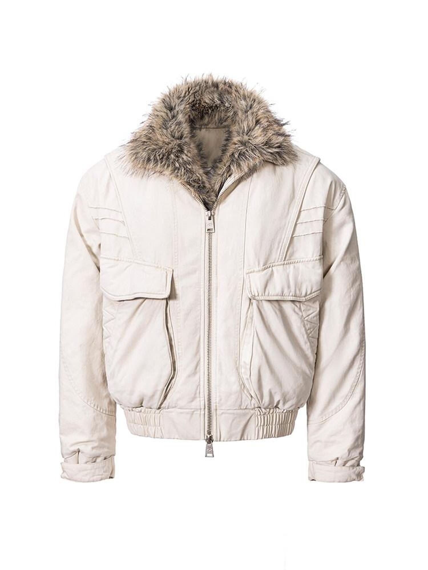 CATSSTAC Insulated Cozy Faux Fur Lapel Oversized Casual Unisex Puffer Zip Down Jackets