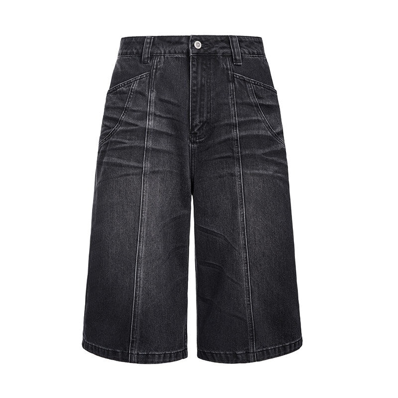 CATSSTAC_Leg_Slimming_Mid_Rise_Straight_Cut_Zipper_Fly_Trendy_Black_Blue_Denim_Shorts_MISSTT