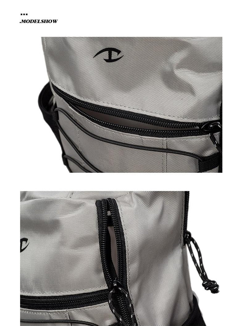 CATSSTAC Lightweight Durable Polyester Sleek Double Shoulder Casual Silver Black Backpack
