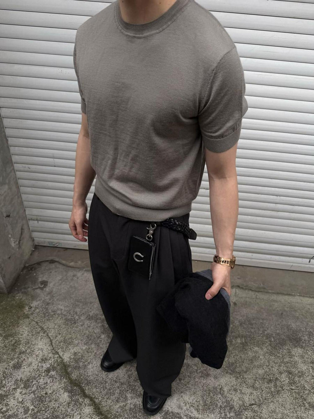 CATSSTAC Loose Fit Casual Round Neck Unisex Black Grey Khaki Short Sleeve T-Shirts