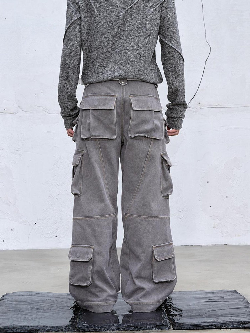 CATSSTAC Loose Fit Casual Youth Everyday Gray Brown Full Length Straight Pants