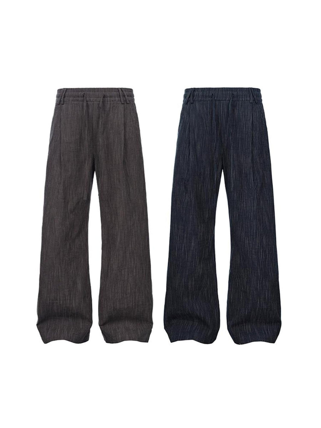 CATSSTAC Loose Fit Double Pleat Striped Casual Youth Black Brown Wide Leg Pants
