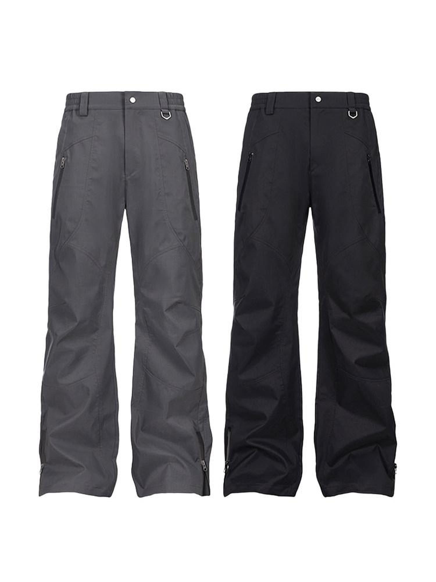 CATSSTAC Loose Fit Straight Leg Button Fly Casual Black Grey Polyester Shell Pants