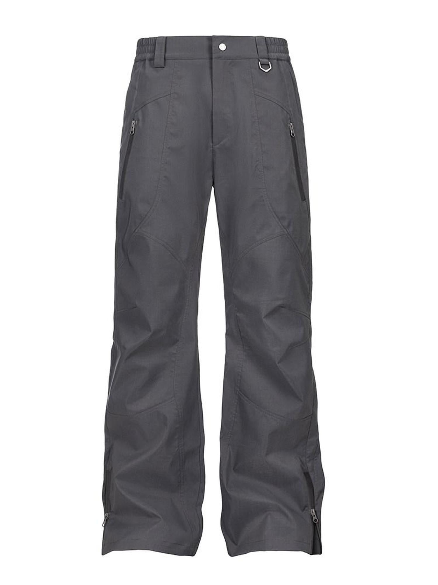 CATSSTAC Loose Fit Straight Leg Button Fly Casual Black Grey Polyester Shell Pants