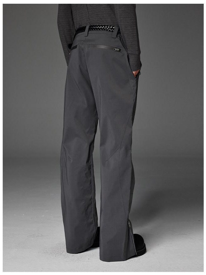 CATSSTAC Loose Fit Straight Leg Button Fly Casual Black Grey Polyester Shell Pants