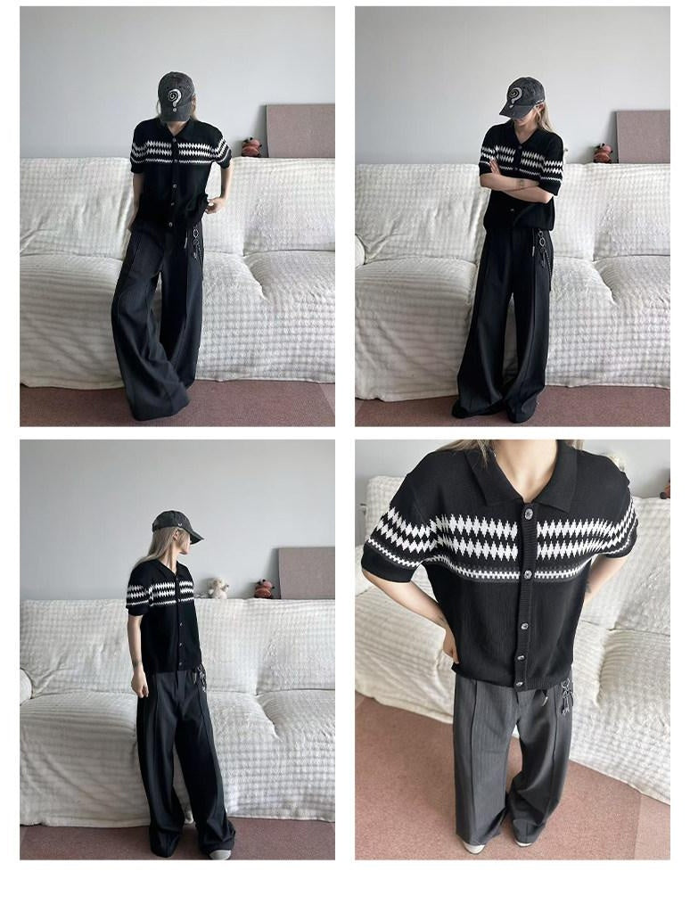 Loose Fit Youthful Casual Everyday Black Grey Straight Pants