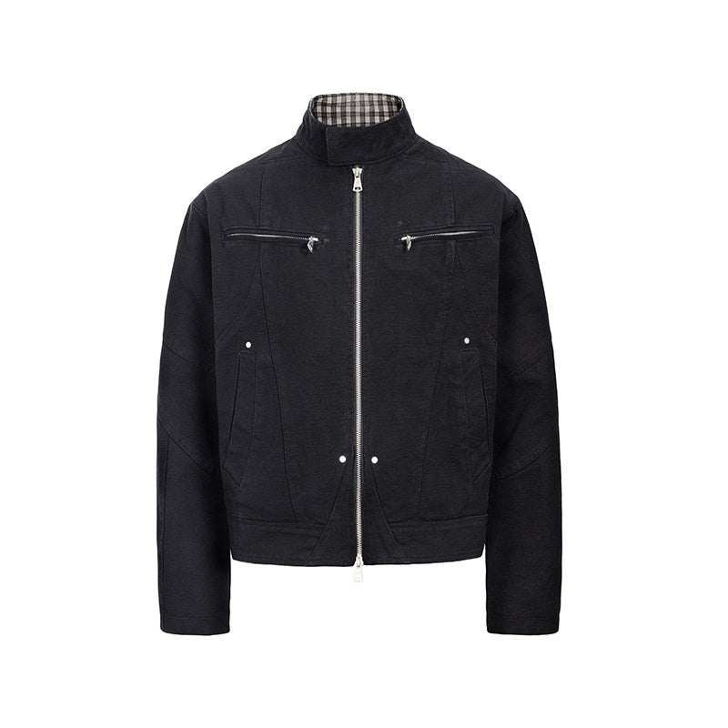 CATSSTAC_Loose_Fit_Zip_Front_Stand_Collar_Unisex_Casual_Solid_Cropped_Jackets_MISSTT