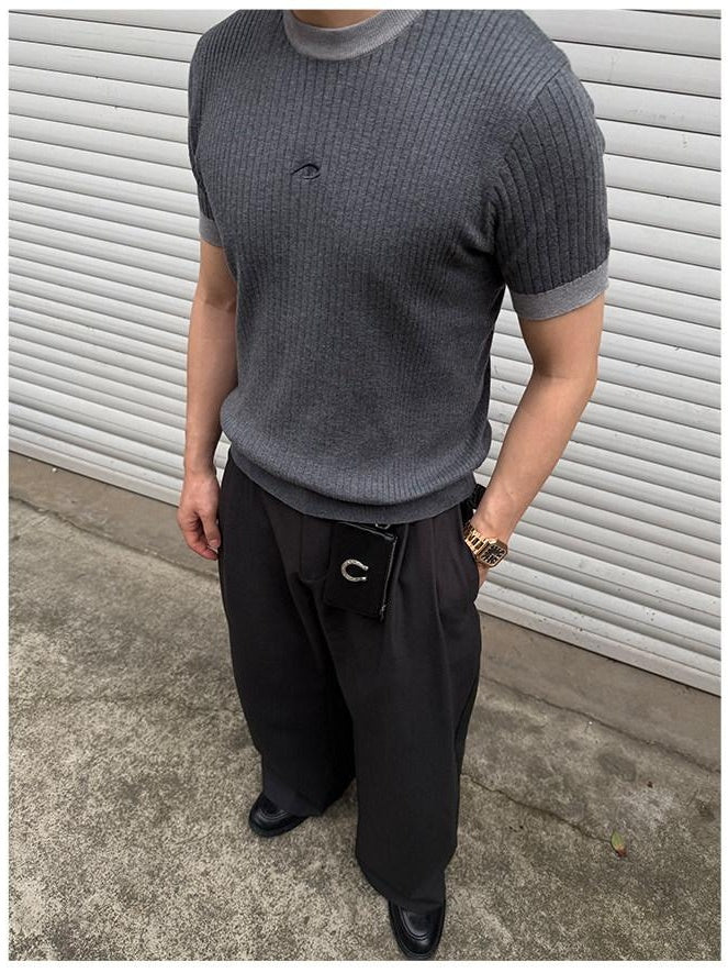 Mall Quality Relaxed Minimal Crew Neck Unisex Grey Short Sleeve T-Shirts
