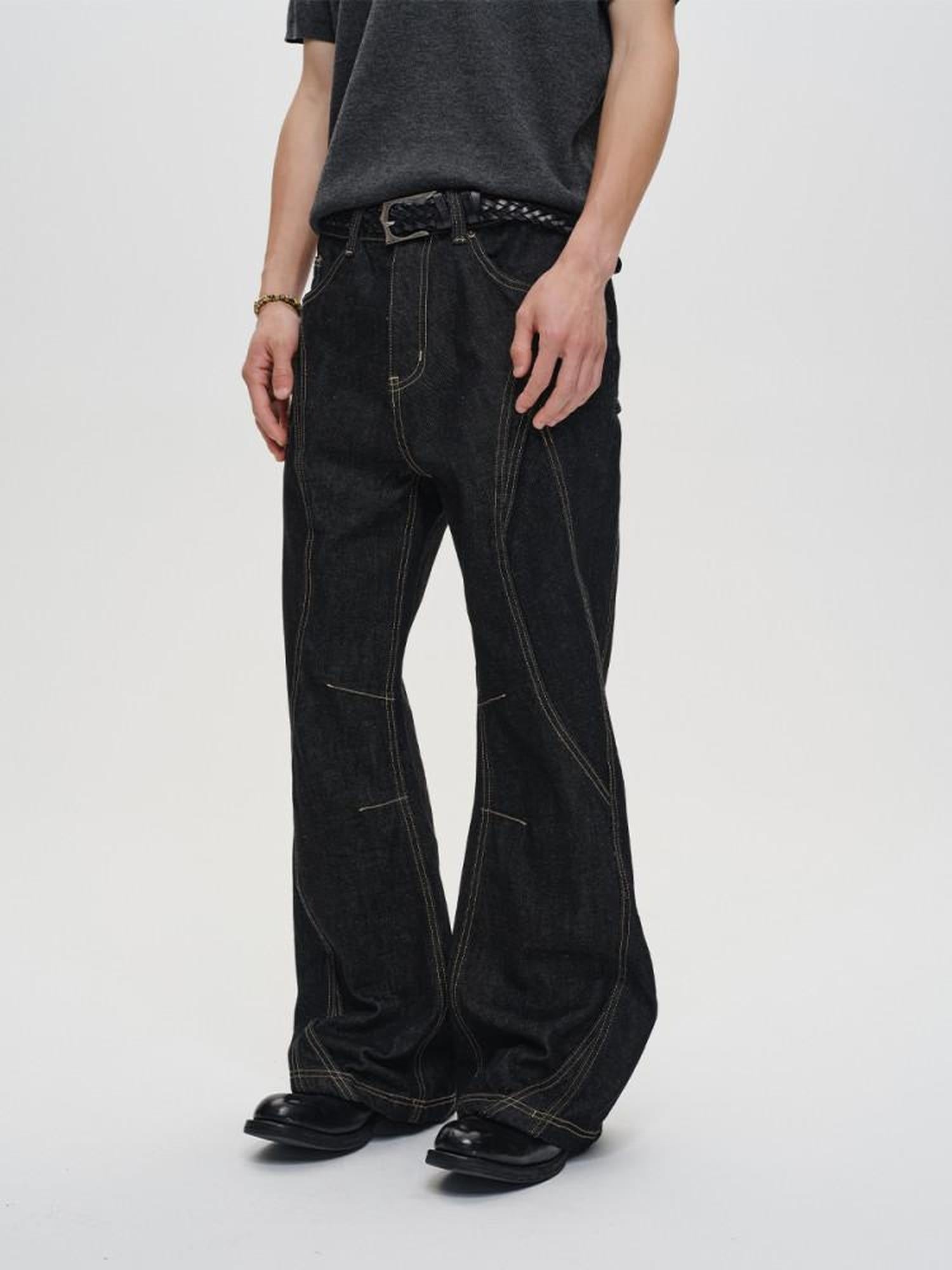 CATSSTAC Mid Low Waist Loose Straight Black Youth Casual Zipper Fly Straight Leg Jeans