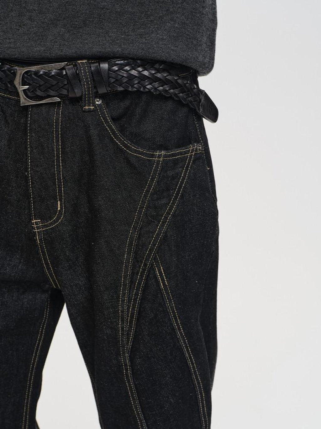 CATSSTAC Mid Low Waist Loose Straight Black Youth Casual Zipper Fly Straight Leg Jeans