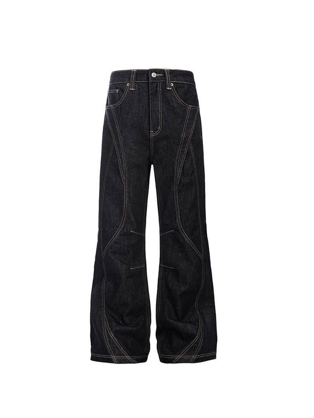 CATSSTAC Mid Low Waist Loose Straight Black Youth Casual Zipper Fly Straight Leg Jeans