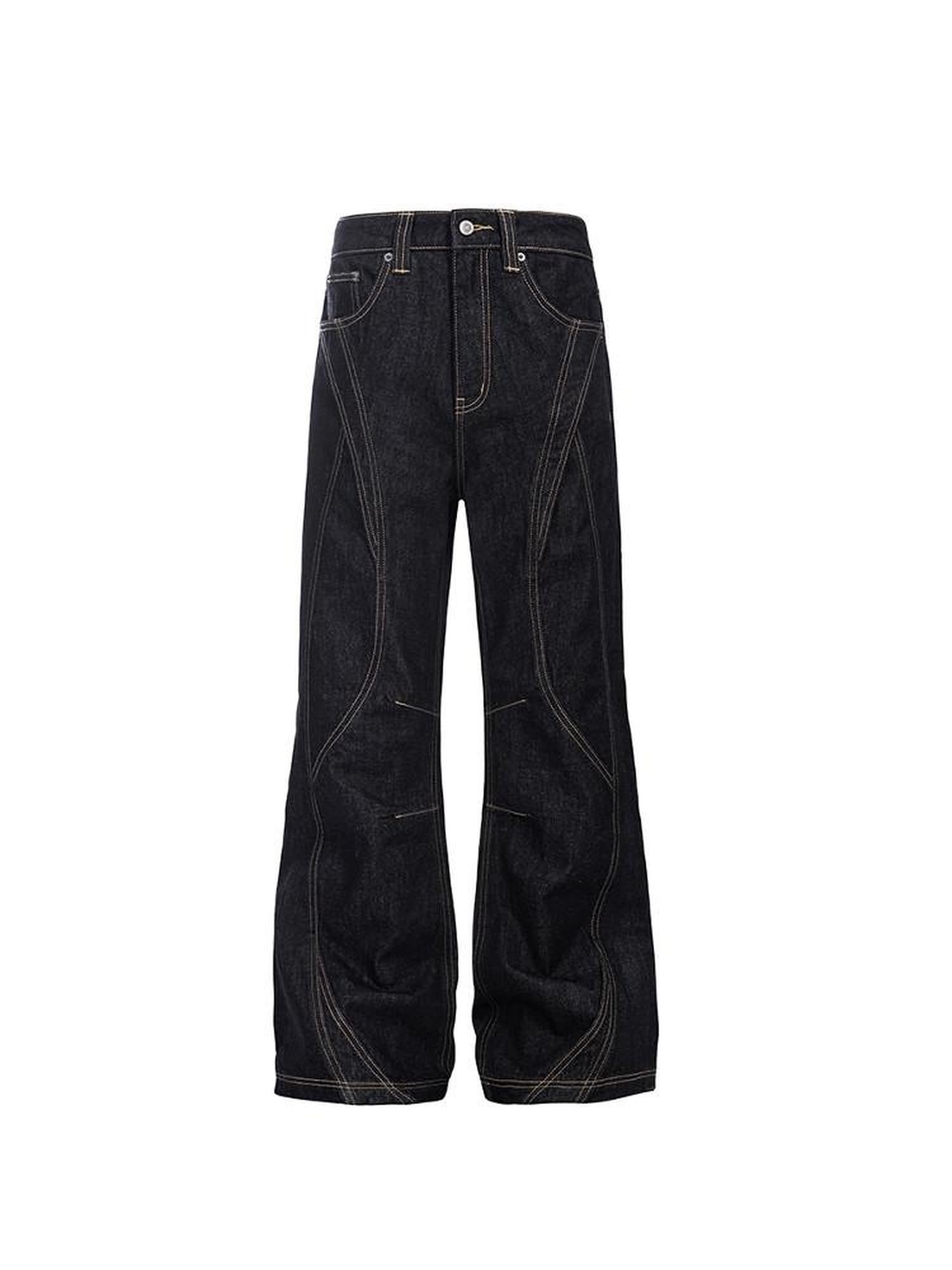 CATSSTAC Mid Low Waist Loose Straight Black Youth Casual Zipper Fly Straight Leg Jeans