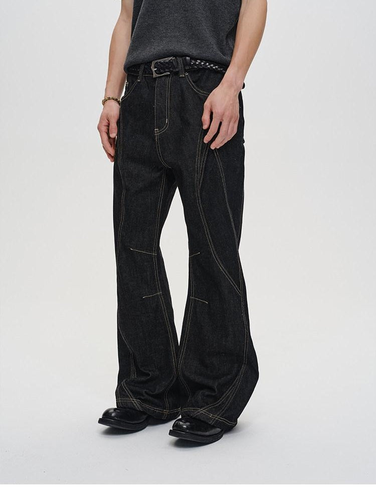 CATSSTAC Mid Low Waist Loose Straight Black Youth Casual Zipper Fly Straight Leg Jeans