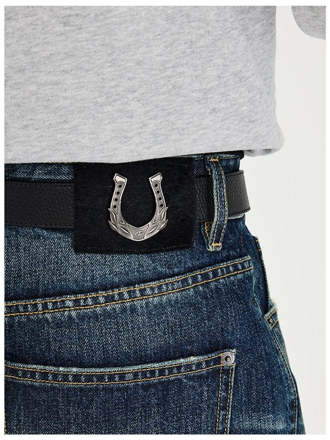 CATSSTAC Mid Rise Distressed Relaxed Fit Cotton Button Fly Commuting Blue Wide Leg Jeans