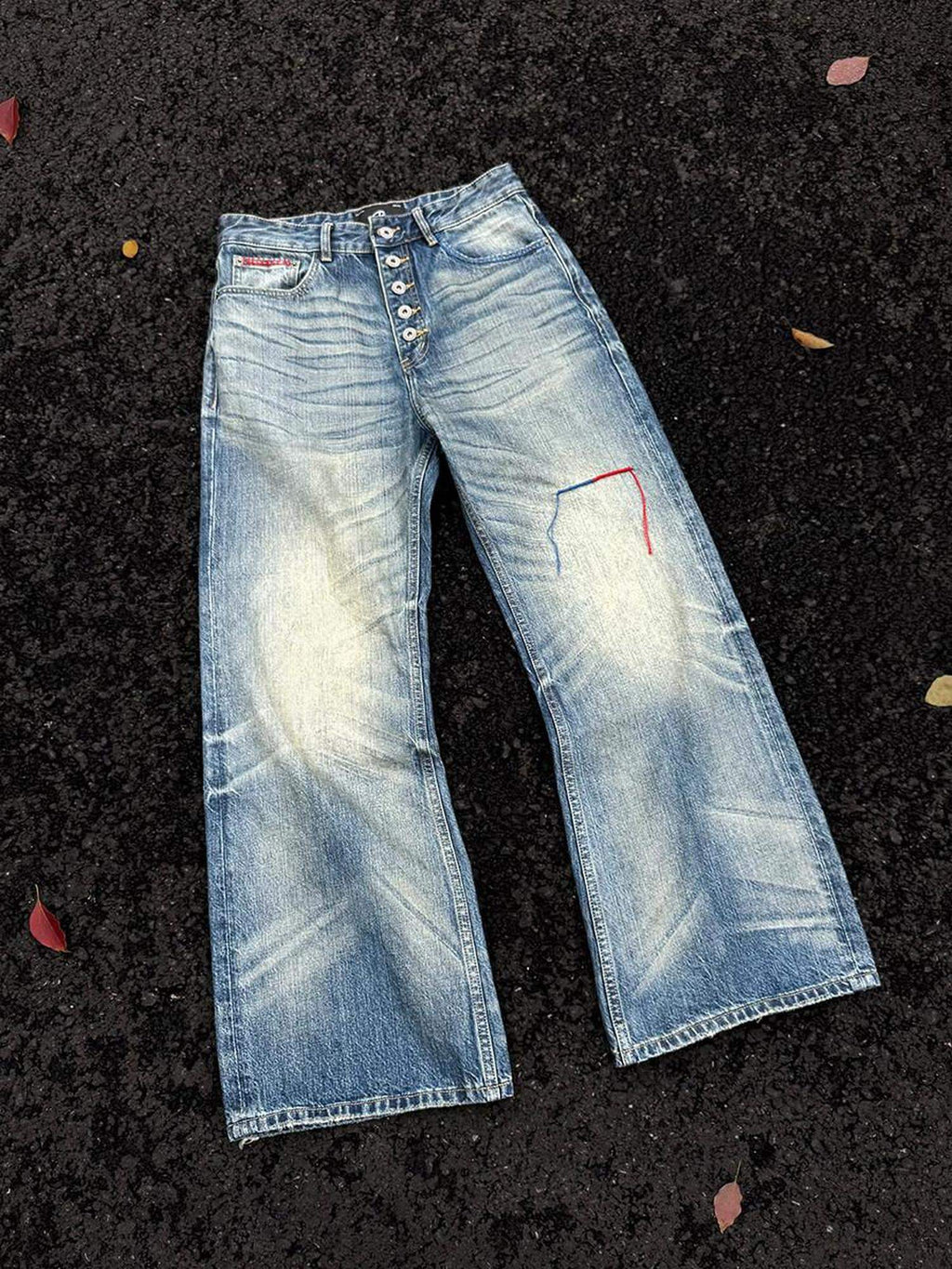 CATSSTAC Mid Rise Five Button Casual Blue Jeans For Young Commuters Straight Leg Jeans