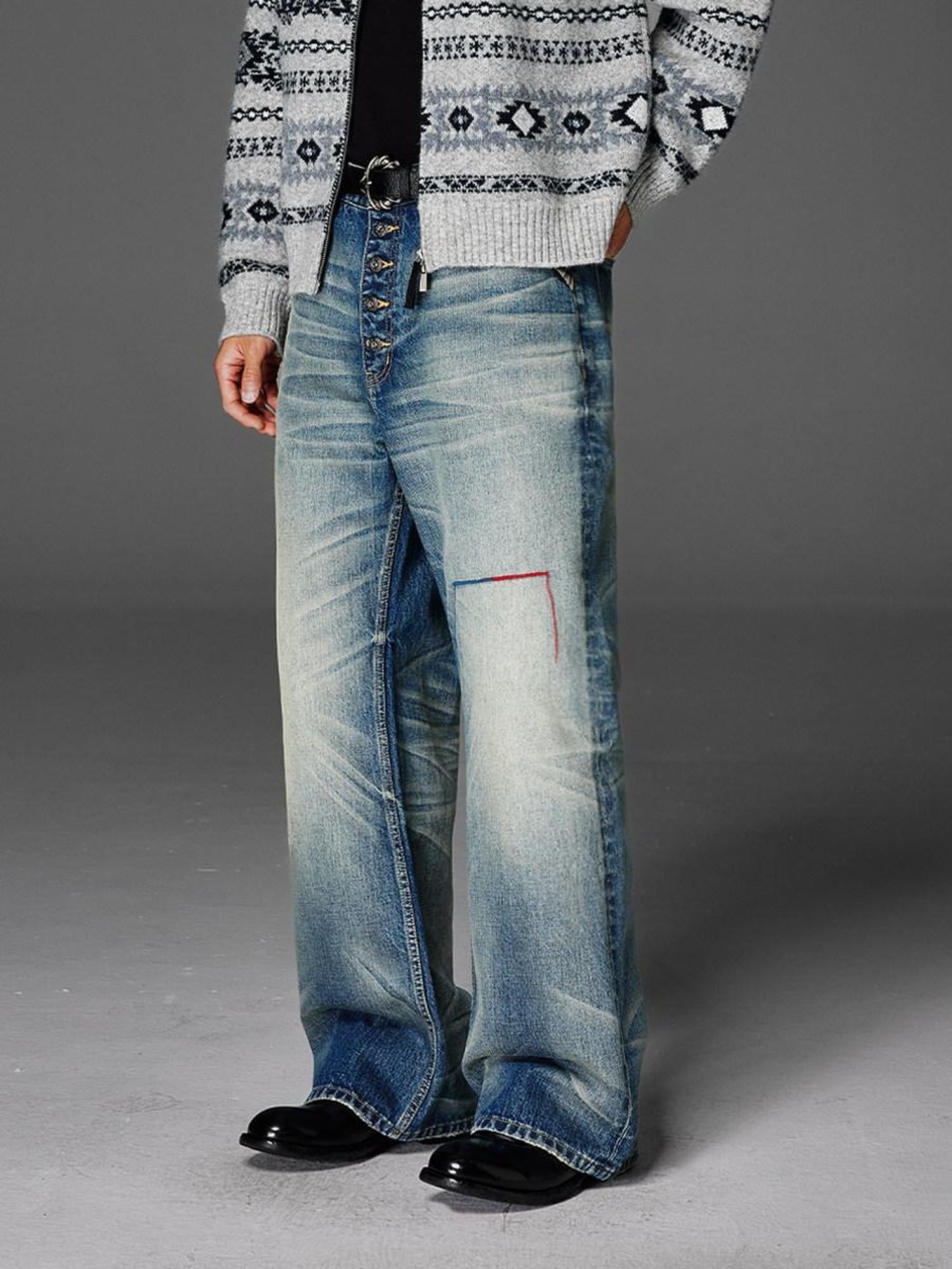 CATSSTAC Mid Rise Five Button Casual Blue Jeans For Young Commuters Straight Leg Jeans