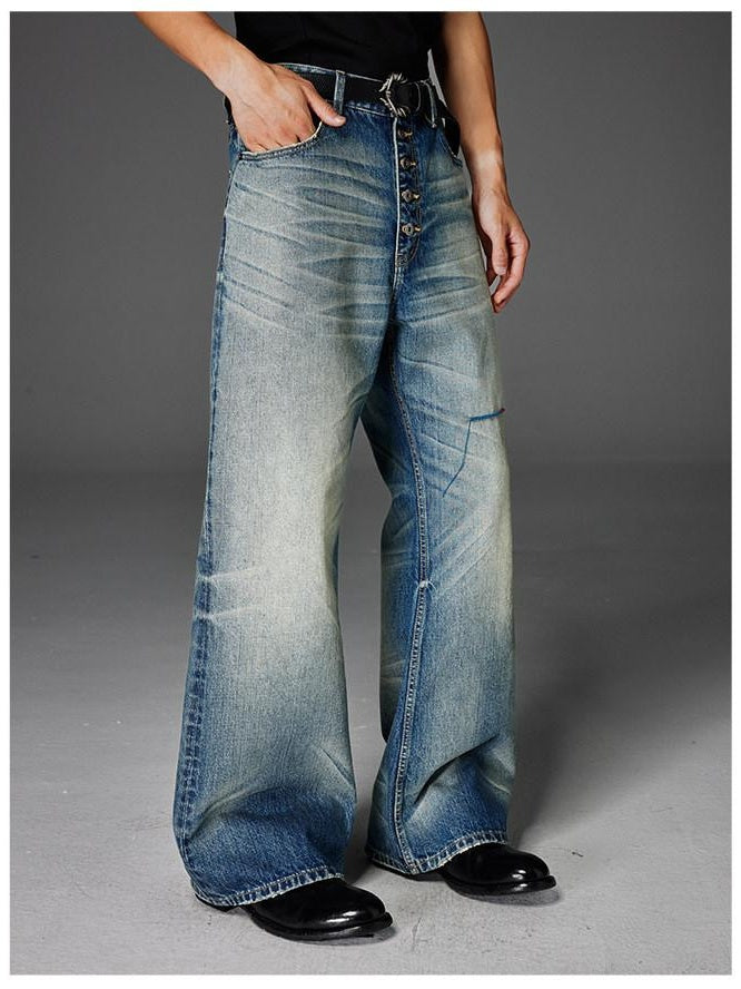 CATSSTAC Mid Rise Five Button Casual Blue Jeans For Young Commuters Straight Leg Jeans