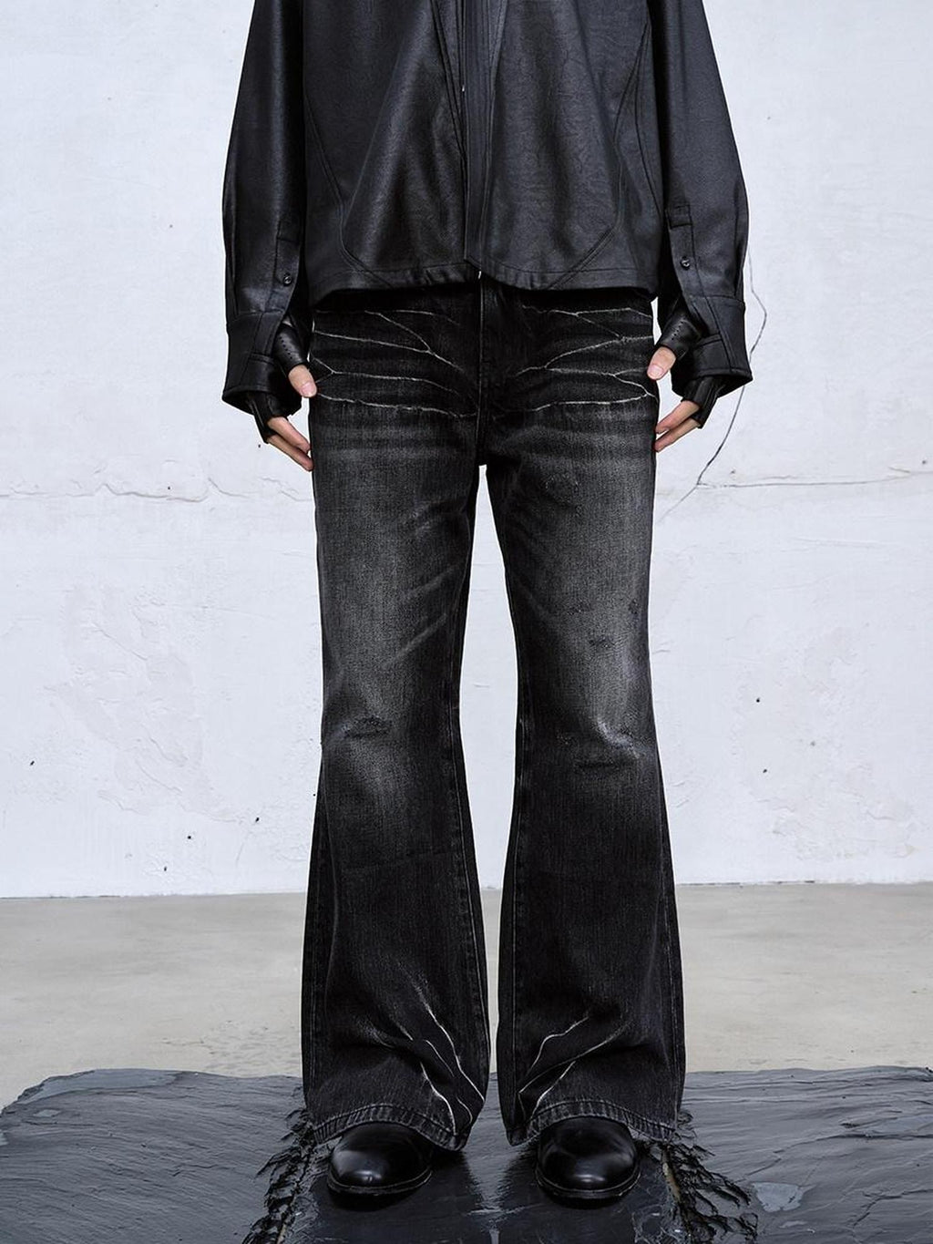 CATSSTAC Mid Rise Non Stretch Black Slim Straight Fit Women Versatile Straight Leg Jeans