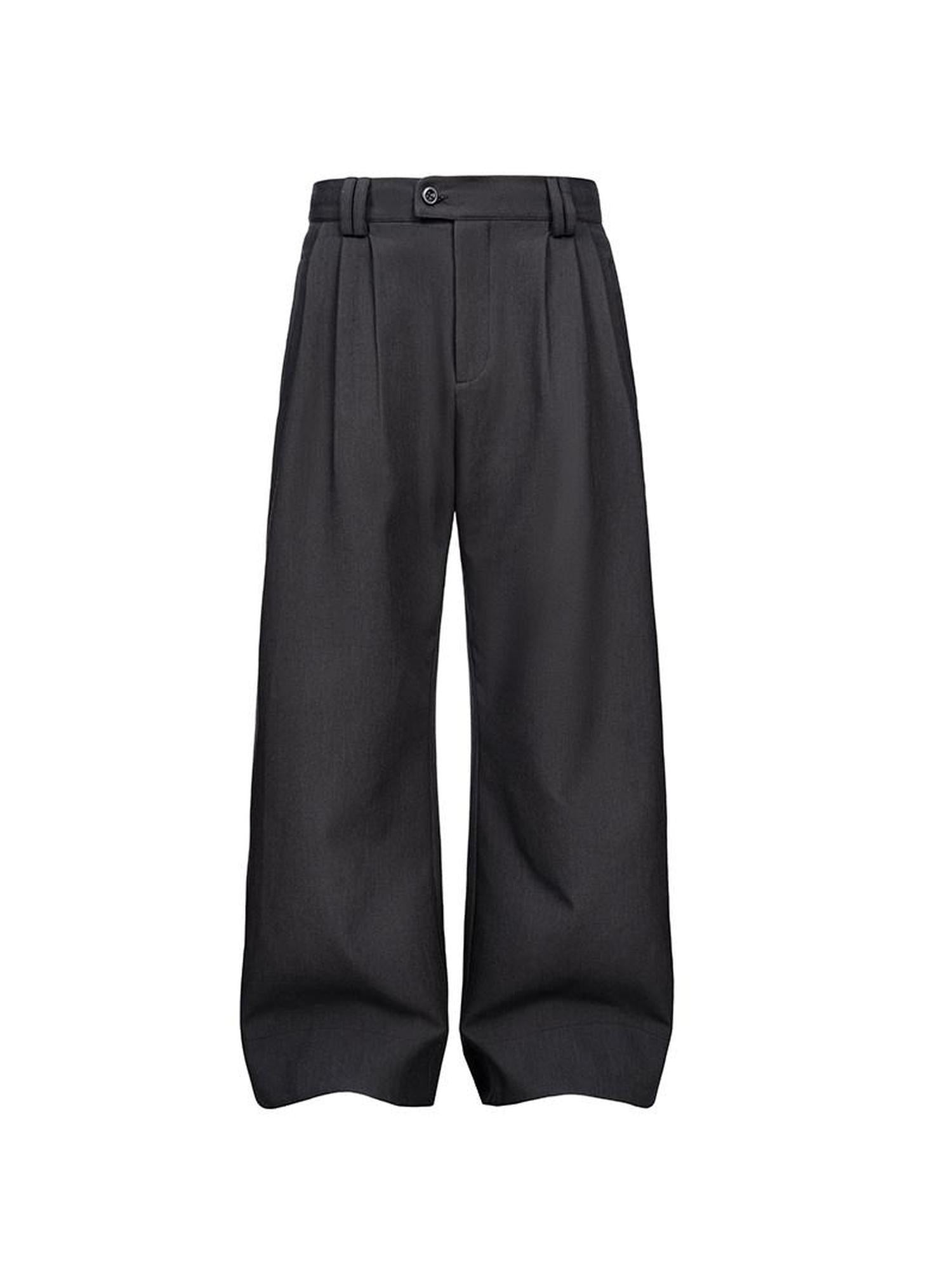 CATSSTAC Mid Rise Relaxed Casual Straight Youth Black Grey Brown Wide Leg Pants