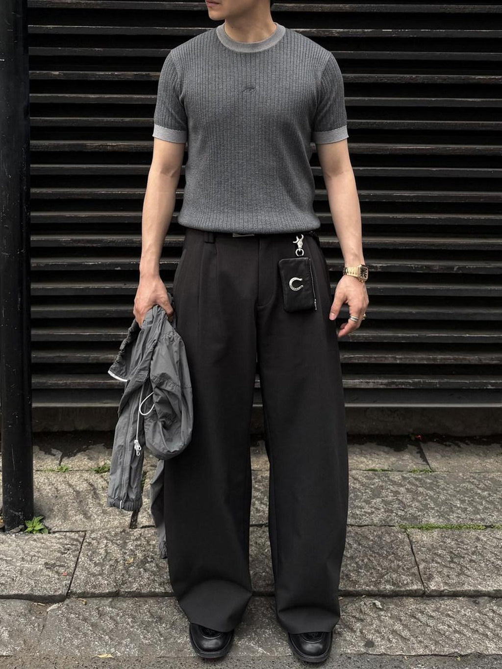 CATSSTAC Mid Rise Relaxed Casual Straight Youth Black Grey Brown Wide Leg Pants