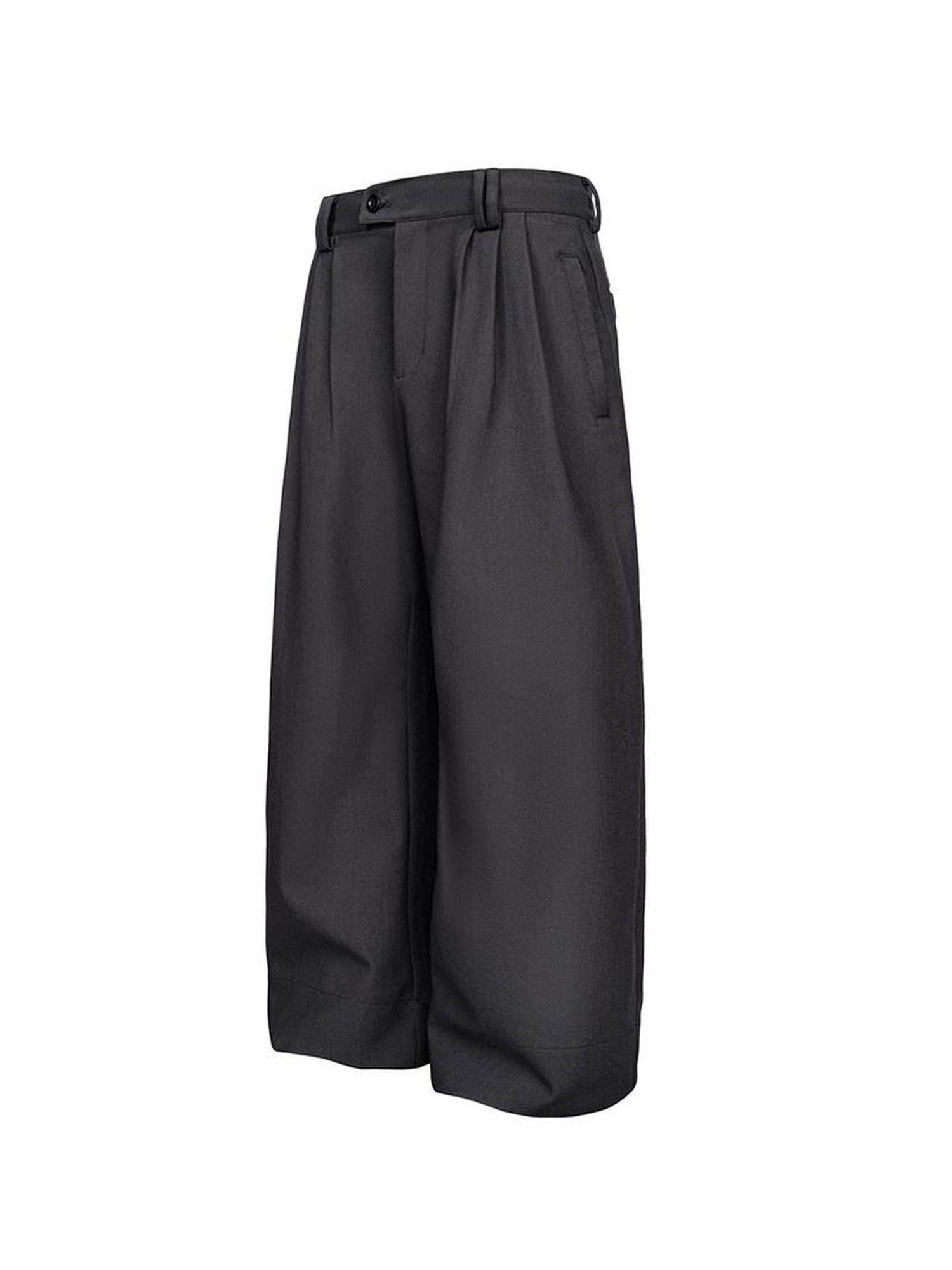 CATSSTAC Mid Rise Relaxed Casual Straight Youth Black Grey Brown Wide Leg Pants