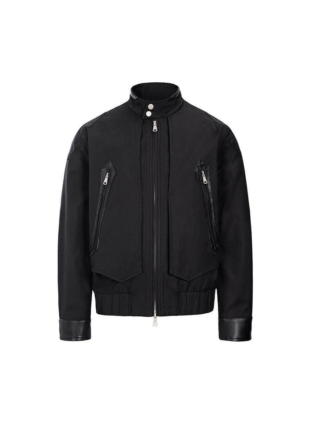 CATSSTAC Oversized Stand Collar Long Sleeve Black Youthful Trendy Casual Cropped Jackets