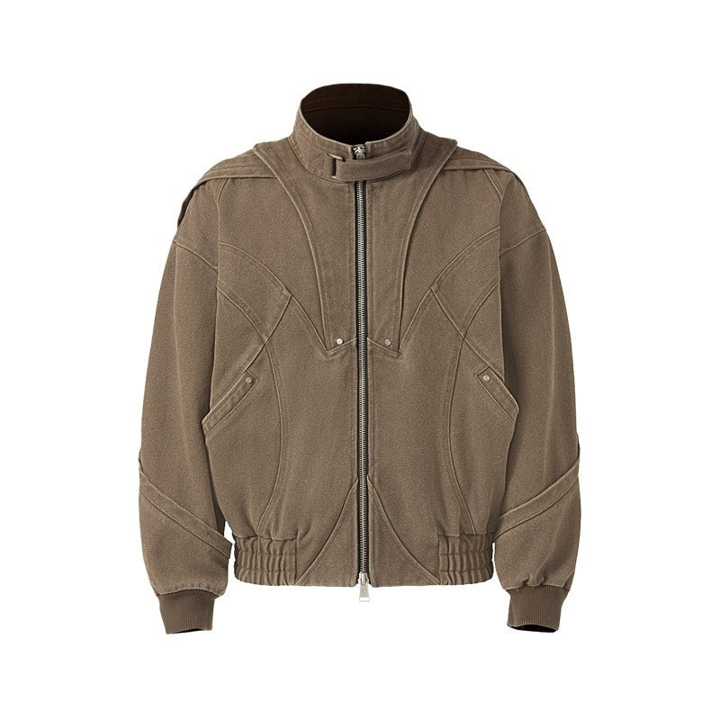 CATSSTAC_Oversized_Stand_Collar_Youthful_Casual_Long_Sleeve_Black_Brown_Cropped_Jackets_MISSTT