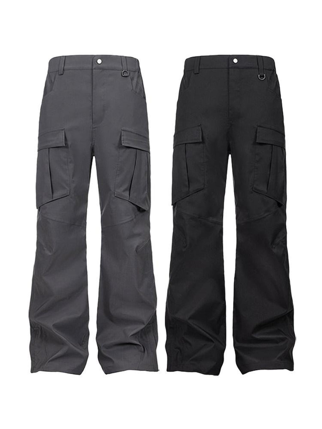 CATSSTAC Pleated Button Fly Casual Straight Leg Youth Everyday Black Gray Shell Pants