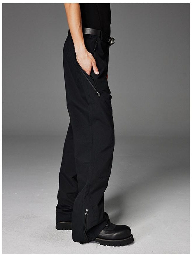 CATSSTAC Pleated Button Fly Straight Leg Casual Black Everyday Youth Shell Pants