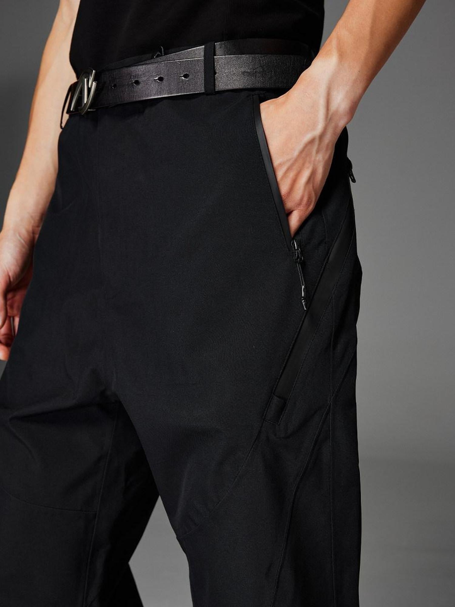 CATSSTAC Pleated Button Fly Straight Leg Casual Black Everyday Youth Shell Pants